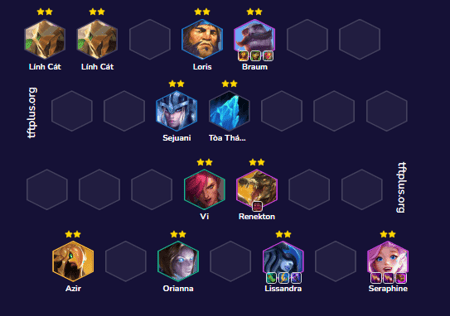 Đội hình Lissandra Seraphine Piltover Flex TFT mùa 16